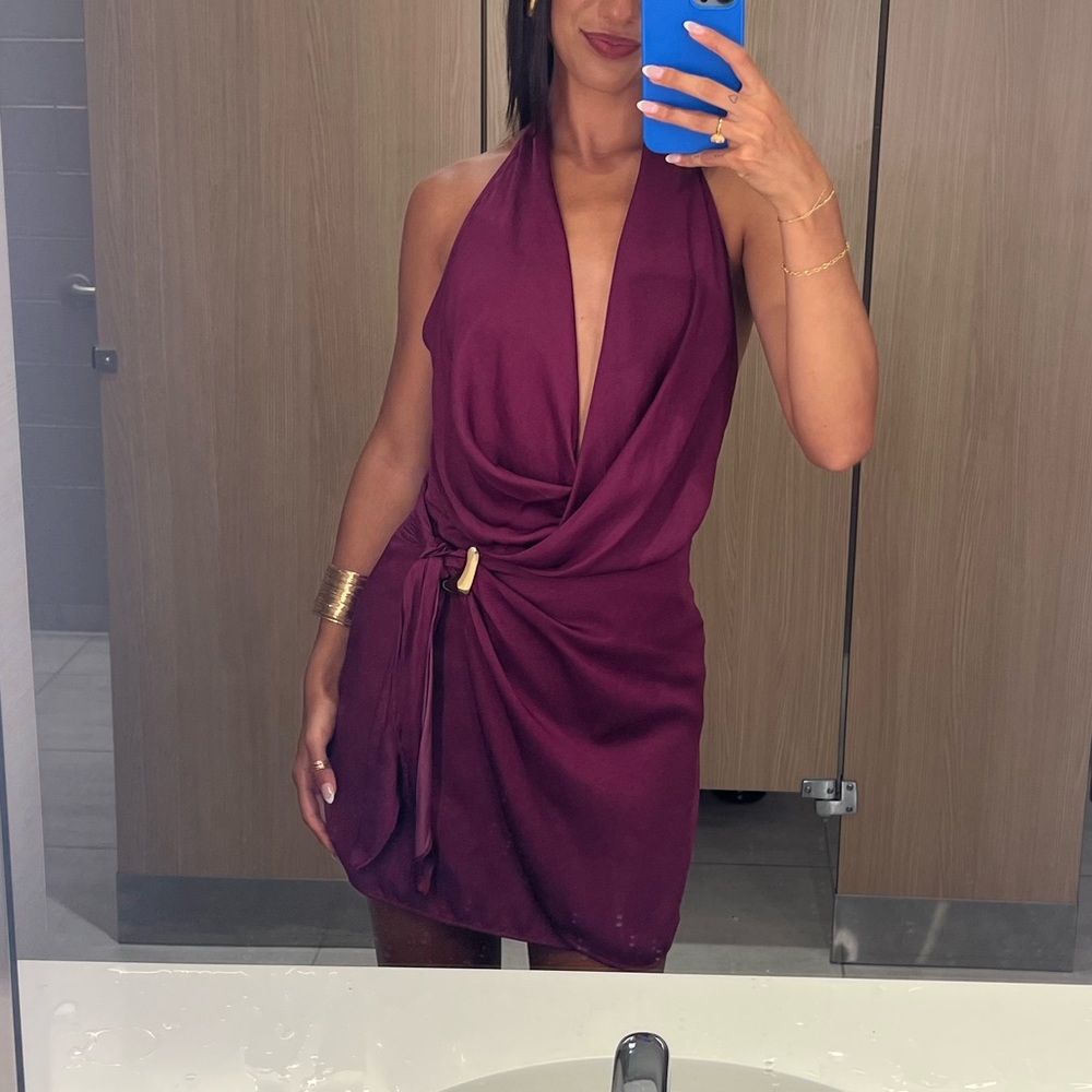 Elegant Plum Halter Dress - Zara